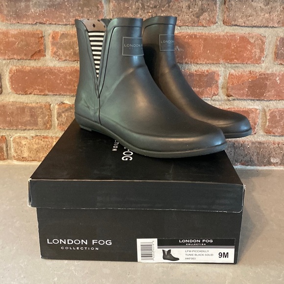 London Fog sz9M Tunis Black Solid rain boots - Picture 1 of 6